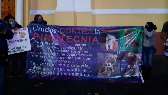 Un grupo de animalistas protestó en Plaza Lerdo contra el uso de pirotecnia, debido al daño que la misma provoca en animales, señalando que también personas con espectro autista y otras condiciones son afectadas por el mismo  motivo. 