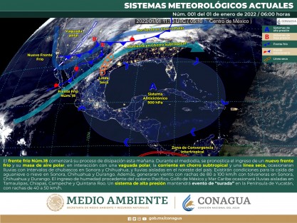 Evento de surada con rachas de hasta 40 a 50 km/h: Veracruz, Campeche, Yucatán, Quintana Roo e Istmo de Tehuantepec.