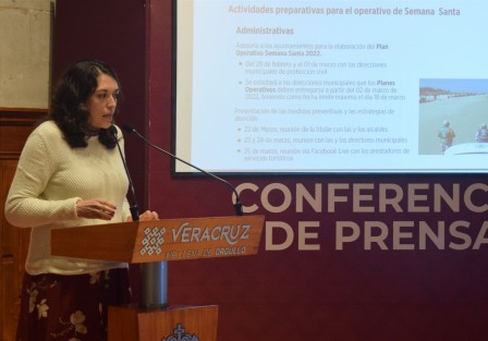 La titular de Protección Civil estatal, Guadalupe Osorno, presentó las actividades a realizar previas al  operativo de Semana Santa, que habrán de aplicarse en los municipios con ríos y playas de la entidad.