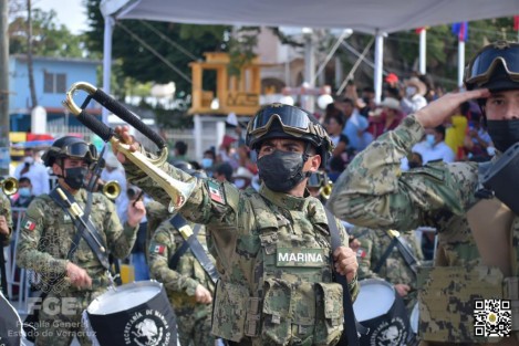 El gobernador de Veracruz, Cuitláhuac García Jiménez, encabezó la ceremonia cívica y militar conmemorativa al 160 aniversario de los Tratados de la Soledad, en el marco del Día del Ejército Mexicano.