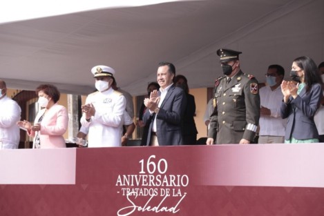 El gobernador de Veracruz, Cuitláhuac García Jiménez encabezó la ceremonia cívica y militar conmemorativa al 160 aniversario de los Tratados de la Soledad, en el marco del Día del Ejército Mexicano.