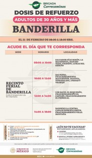 Autoridades dieron a conocer las fechas para vacunación de refuerzo para el sector de 30 a 39 años en los siguientes municipios.