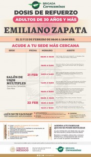 Autoridades dieron a conocer las fechas para vacunació³n de refuerzo para el sector de 30 a 39 años en los siguientes municipios. 