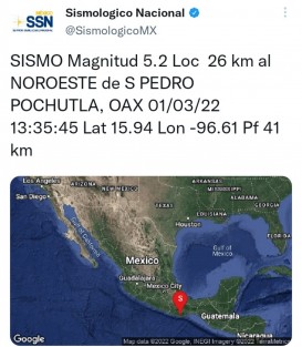 Debido al sismo registrado a las 13:35 horas de este lunes de una intensidad de 5.2  y con epicentro en Pochutla, Oaxaca, decenas de xalapeños, entre empleados y población en general, se concentraron en los puntos indicados para desalojo, tales como Plaza Lerdo, parque Juárez, entre otros. El evento natural no afectó más que el susto en quienes lo percibieron.