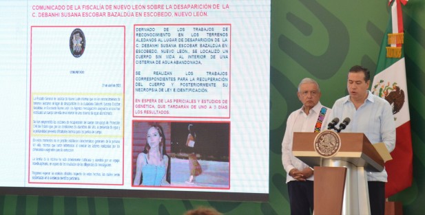 El Sub Secretario de Seguridad Pública de la Secretaría de Seguridad y Protección Ciudadana, Ricardo Mejía Berdeja, informó que la ropa y un crucifijo en el cuerpo hallado en la cisterna de un hotel, corresponden a los de Debanhi, pero esperan los estudios para confirmar su identidad. Foto: