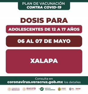 El delegado de programas de Bienestar, Manuel Huerta, informó que a partir de este viernes 6 de mayo iniciará la vacunación de menores de 12 a 14 años. En ciudades grandes como Xalapa y Veracruz, la misma se hará los días 6 y 7 de mayo.  