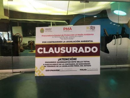 La Procuraduría Estatal de Protección al Medio Ambiente clausuró el Acuario de Veracruz, por presuntas irregularidades no solventadas, 
detectadas desde 2021. 