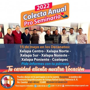 El Seminario  Arquidiocesano de Xalapa Rafael Guízar Valencia, A.R., realiza este fin de semana su colecta anual. 