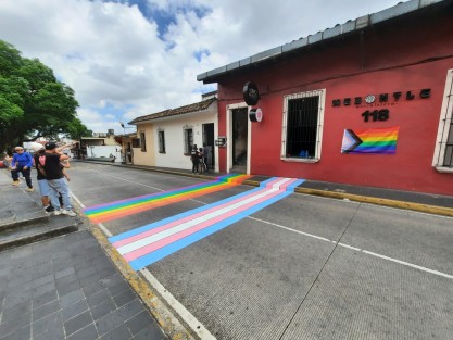 Los colores de las banderas LGBTI+ y transgénero, fueron pintadas a manera de paso peatonal en la calle Xalapeños Ilustres y banqueta de un antro. Aunque con apoyo de las autoridades, la medida molestó por haber cerrado el paso en horario de tráfico pesado, para realizarlo.