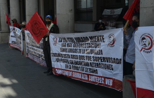 Los manifestantes negaron haber deforestado la zona boscosa, situación que han venido denunciando las personas que cuentan con escrituras como legítimos propietarios de los terrenos en la congregación de Tapachapan.