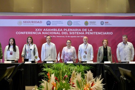 En Boca del Río, Ver.se lleva a cabp  la XXV Asamblea Plenaria de la Conferencia Nacional del Sistema Penitenciario (CNSP), encabezada por la secretaria de Seguridad y Protección Ciudadana, Rosa Icela Rodríguez Velázquez.