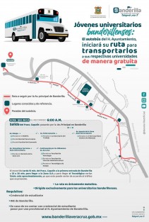 El ayuntamiento de Banderilla reactivará la ruta de transporte público gratuito para las y los universitarios, a partir del próximo 5 de septiembre. 