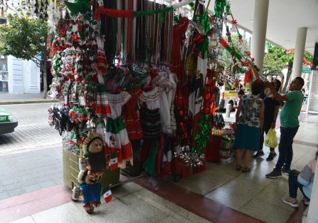 Ya se colocan los adornos patrios en las principales calles de la ciudad capital con motivos patrios y por si puesto los vendedores ya exhiben su adornos para su venta.