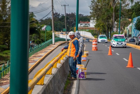 Con el fin de mejorar la imagen urbana del municipio, personal del Ayuntamiento continúa con las acciones de mantenimiento y aplicación de pintura en puentes y avenidas principales como Circuito Presidentes y Rafael Murillo Vidal.
 
