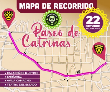 Hoy, Paseo de Catrinas en Xalapa. Tome nota para asistir o no pasar por ahí. 