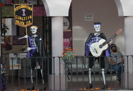 En una galería de catrinas se encuentran convertidos los pasillos del Palacio Municipal de Xalapa, donde uno se encuentra desde el lustrador de calzado, hasta Sergio Pitol. 