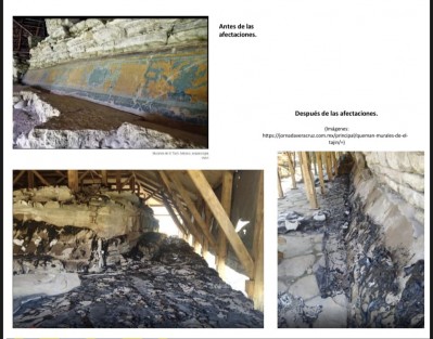 El Gobernador Cuitláhuac García  lamentó el atentado contra el patrimonio histórico del Tajín en el Totonacapan de Veracruz que destruyó pinturas ancestrales que difícilmente se podrán recuperar aunque se repongan los muros. Ante la falta denuncia por parte de custodios, el ejecutivo estatal solicitó al delegado de la FGR iniciarla por noticia criminal al menos, con toda la disposición a colaborar en lo que se nos requiera.