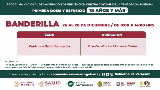 Del 26 al 28 de diciembre la Secretaría de Salud aplicará por primera vez la vacuna Abdala dentro del Programa Nacional de Vacunación de Prevención contra COVID-19 de la Temporada Invernal para personas mayores de 18 años que requieran el refuerzo o el esquema completo en los centros de salud de 26 municipios. 