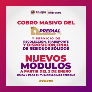 A partir de este lunes 2 de enero, iniciará la Campaña masiva de pago del Predial 2023, mediante la cual adultos mayores y sectores vulnerables obtendrán un descuento de 50 por ciento en el pago de sus contribuciones durante enero, mientras que la población en general, 20 por ciento.