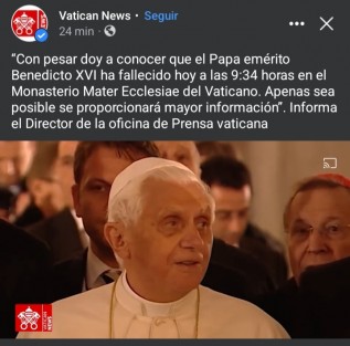 Así se dio a conocer la noticia a través  de redes sociales oficiales de la Santa Sede. 