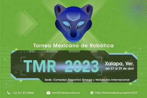 La Federación Mexicana de Robótica y la Universidad Tecnológica del Sureste de Veracruz, organizarán el Torneo Mexicano de Robótica 2023 (y Abierto Mexicano de Robótica) en Xalapa, Veracruz, del 27 al 29 de abril de 2023.