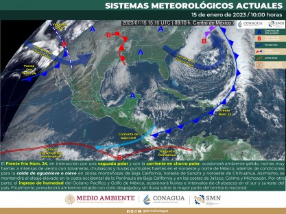 El ingreso de humedad del Océano Pacífico y Golfo de México ocasionará lluvias e intervalos de chubascos en el sur y sureste del país.