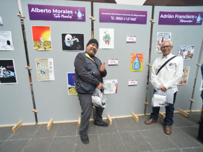 En el marco de la conmemoración del Día Mundial del Agua el alcalde Ricardo Ahued Bardahuil en compañía de los caricaturistas Alberto Morales Beto Gato, Adrian García  García Adriancisco, ganadores de concurso de dibujo así como artístas urbanos quienes realizaron obras sobre la cultura del agua, inauguraron la exposición artística.
