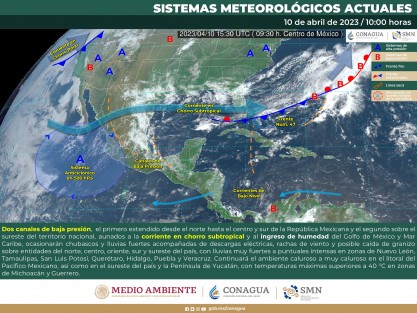  En las próximas 24 horas se prevé que el sistema frontal 47, estacionado desde el sur de Florida hasta el centro del Golfo de México, se mueva ligeramente hacia el sur debido al fortalecimiento de la dorsal (extensión de un sistema de alta presión) que lo sostiene y que domina el noreste del país y noroeste del Golfo de México, misma que se espera se debilite el miércoles 12. 