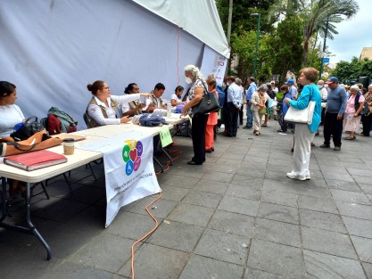 En el parque Juárez se realizó el Operativo para el pago de las Pensiones del Bienestar para adultos mayores. 