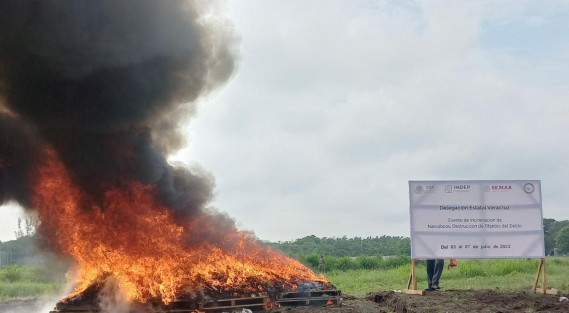 En las instalaciones de la Base Aeronaval, gracias a los esfuerzos en conjunto de la FGR en coordinación con la Marina se incineró cerca de una tonelada de narcóticos como marihuana, cocaína, clobenzorex, metanfetamina, psicotrópicos, semillas y plantas de marihuana, además de la destrucción de objetos del delito.
