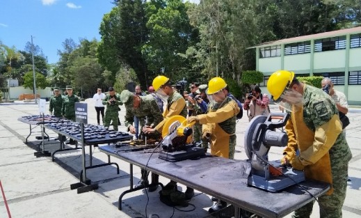 En las instalaciones del 63/o Batallón de Infantería la Secretaría de la Defensa Nacional inutilizó de 116 armas, 98 cargadores y mil 741 cartuchos.