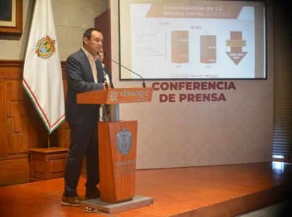 La deuda heredada en 2018 por 87 mil 207 millones de pesos cerrará en 66 mil 904 este año, ya que entre pagos, depuraciones y la reestructuración fueron cubiertos 20 mil 303, informó el secretario de Finanzas y Planeación, José Luis Lima Franco, en conferencia de prensa del gobernador Cuitláhuac García Jiménez.