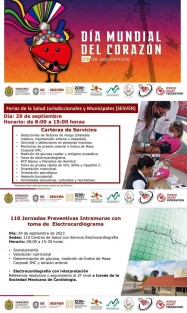 Con motivo del Día Mundial del Corazón, este 29 y 30 de septiembre, el Gobierno del Estado llevará a cabo actividades culturales y deportivas para concientizar sobre la importancia de prevenir las enfermedades cardiovasculares y fomentar la integración familiar adoptando estilos de vida saludables. 
