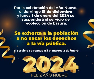 Autoridades municipales de Xalapa, Ver.,  piden a la población no sacar sus residuos a la vía pública este 31 de diciembre y 1 de enero, ya que por así estar establecido, los trabajadores de Limpia Pública cuentan con días de descanso. 