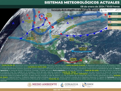 Hoy lunes 8 y martes 9 se espera nueva surada con rachas superiores a 70 km/h en sectores del centro y sur, la cual provocará ambiente cálido y seco, y el mismo martes 9 desde la madrugada, se pronostica evento de Norte de rápida intensificación (RI) y corta duración, con rachas máximas de 90 a 105 km/h en las costas norte y centro y menores en la sur, así como en montañas del centro, decreciendo por la tarde y noche. 