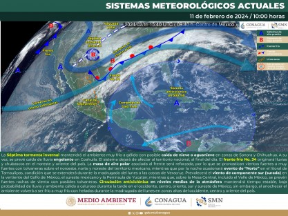Hoy la Surada registrará rachas de 70 a 85 km/h en la región de los Tuxtlas y entre Jesús Carranza-Acayucan, y de 45 a 65 km/h en regiones del valle de Perote y Orizaba, decreciendo por la madrugada del lunes 12.