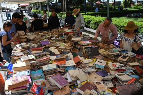 En el parque Juárez de Xalapa se realiza el Tendedero de Libros Estridentistas, donde se oferta libros desde 20 pesos.  La gente puede escoger algún título de su preferencia. Estarán hasta el día de mañana. 