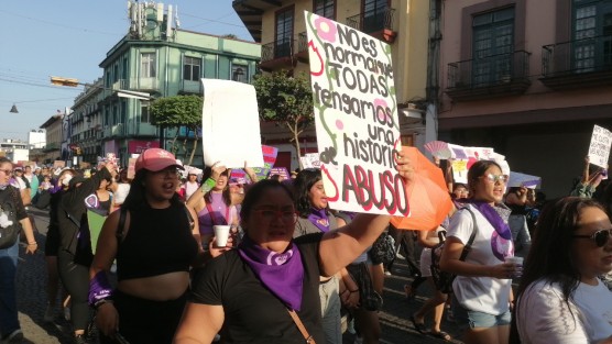 Por el Día Internacional de la Mujer miles de xalapeñas salieron a las calles de la Capital para recriminar la violencia y desigualdad que viven las mujeres en Veracruz y el país.