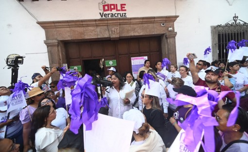 La Maestra Graciela Nani González, Premio Estatal de la Mujer 2023, hizo entrega en el organismo electoral de la denuncia correspondiente a la inconformidad de las manifestantes. 