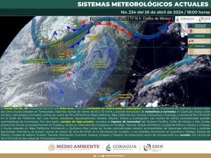  Cielo medio nublado a nublado durante el día con intervalos de chubascos acompañados de descargas eléctricas y posibles granizadas en Veracruz. 