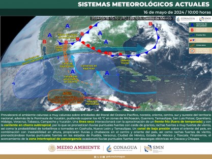 Jueves 16-viernes 17: muy caluroso a bochornoso. Probabilidad baja de lluvias; sin embargo, no se pueden descartar algunos eventos aislados en la región montañosa central. 