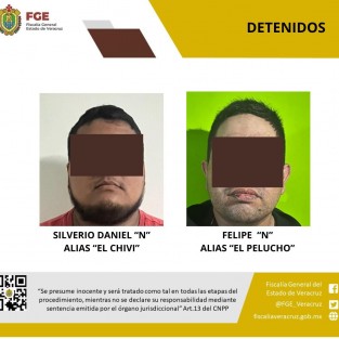 Elementos de la Unidad Especializada en Combate al Secuestro sede Tuxpan, en coordinación con la Secretaría de Marina, lograron la detención de Silverio Daniel N, alias El Chivi y Felipe N alias El Pelucho, presuntamente relacionados con la no localización de una pareja originaria de Poza Rica.