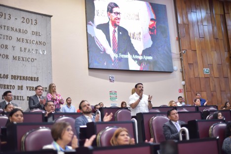 Durante la séptima sesión ordinaria y a propuesta de la presidenta de la Mesa Directiva, diputada Adriana Esther Martínez Sánchez, diputadas, diputados y público asistente guardaron un minuto de silencio en memoria del diputado propietario del Distrito XIV, Veracruz, Fernando Arteaga Aponte, fallecido el pasado 4 de julio.