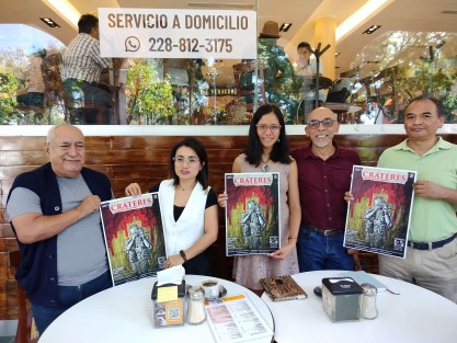 Integrantes de Training de Recursos Actorales y Modalidades Artísticas (TRAMA), en conferencia de prensa presentaron el proyecto escénico que forma parte del trabajo formativo de Hombre Gacela A.C.,  la obra de teatro Cráteres, que busca visibilizar los peligros a los que se enfrentan los periodistas en México. 