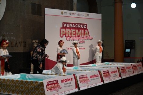 El gobernador Cuitláhuac García Jiménez encabezó junto con el secretario de Finanzas y Planeación (SEFIPLAN), José Luis Lima Franco el sorteo Veracruz premia tu cumplimiento, donde integrantes del Ballet Folklórico José Azueta eligieron los boletos ganadores de las regiones Huasteca Veracruzana, Totonaca-Nautla, Capital-Montañas, Sotavento-Papaloapan y Tuxtlas-Olmeca. 