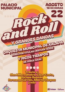 La Orquesta Municipal de Xalapa (OMX), bajo la dirección titular de Cristian Texon, junto a la agrupación musical Ricos Tiempos de Jorge Isaac, rendirán tributo al rock and roll mexicano y a las grandes bandas nacionales e internacionales, con un concierto que se llevará a cabo este jueves 22 de agosto a las 18:00 horas en los bajos del Palacio Municipal.