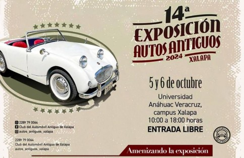 Este fin de semana tendrá lugar la 14ª Exposición de Autos Antiguos en Xalapa, en el Campus de la Universidad Anáhuac Xalapa. Habrá actividades para toda la familia. La cita es el 5 y 6 de octubre, de 10:00 a 18:00 horas. 