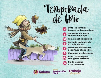 Para prevenir afectaciones a la salud de la población, el director de Protección Civil, Luis Sardiña Salgado, emitió una serie de recomendaciones ante esta temporada de frío en la región capital.