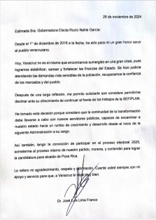 La Gobernadora electa Rocío Nahle informó que José Luis Lima Franco ha declinado a continuar con su encargo al frente de SEFIPLAN, por lo que será  el Dr. Miguel Reyes Hernández quien ocupará la titularidad de esa dependencia.