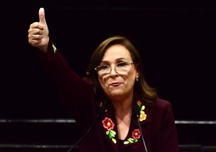 Aspectos de la toma de protesta a Rocío Nahle como Gobernadora del estado de Veracruz. 
